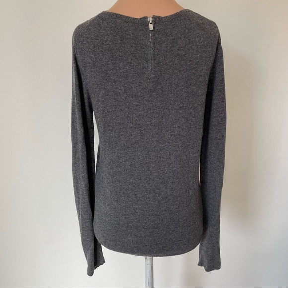 Maje Gray Dojussy Wool Cashmere Zip Cuff Crew Neck Long Sleeve Sweater Size 1/S - Picture 4 of 10